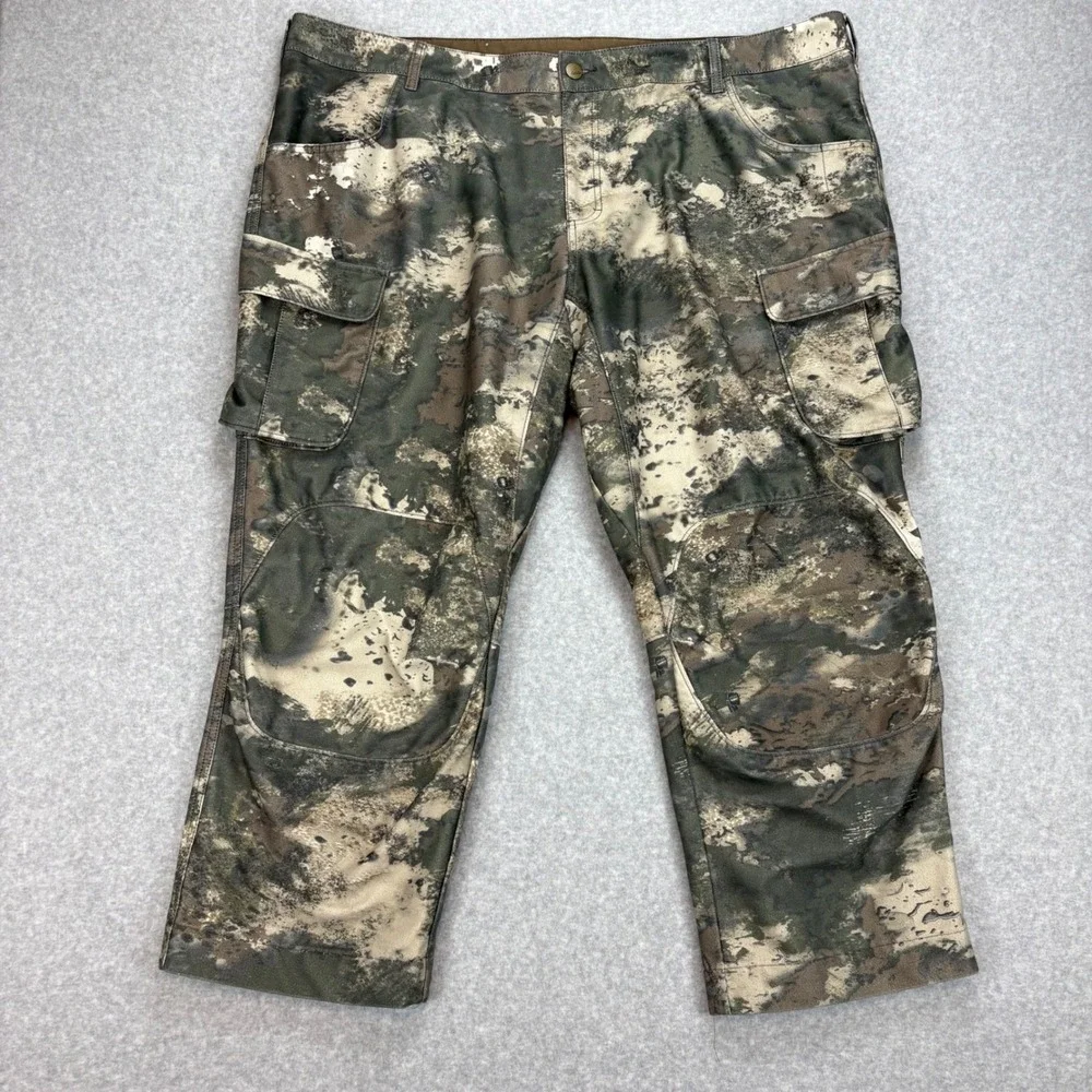 Cabelas Cargo Pants Mens 46 Tall Green Brown Camo Hunting Double‎ Knee Outdoor
